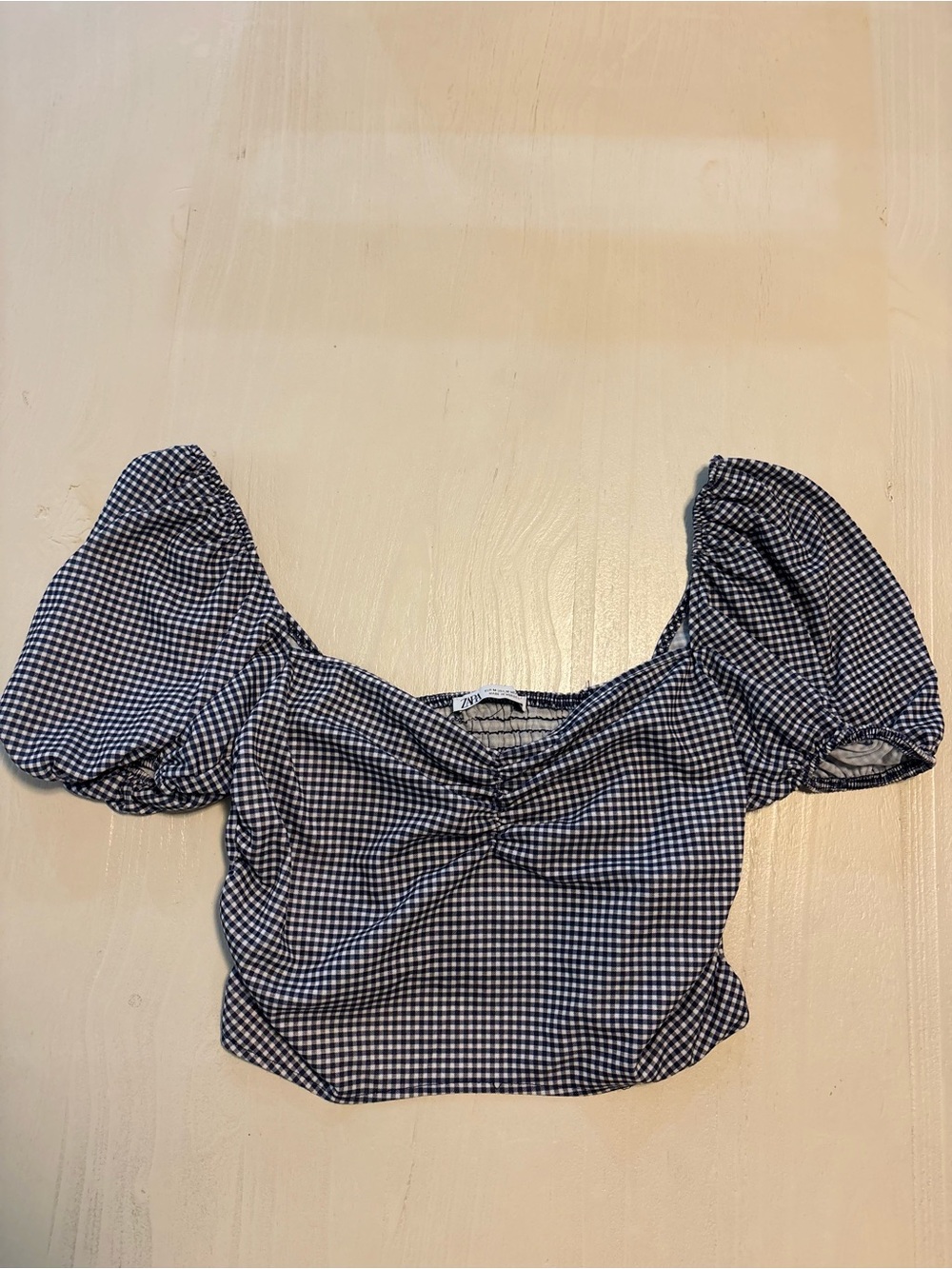 Zara Puff Sleeve Gingham Crop Top